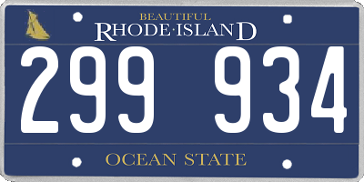 RI license plate 299934