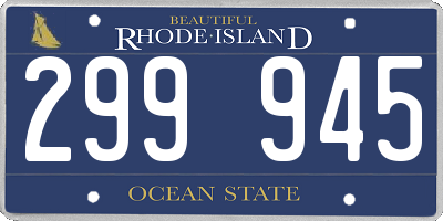 RI license plate 299945