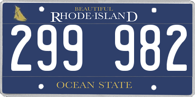 RI license plate 299982