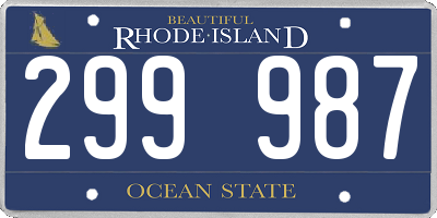 RI license plate 299987
