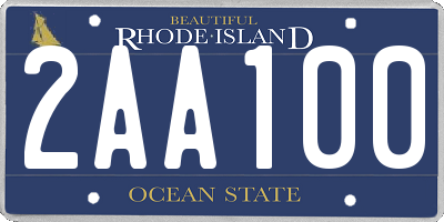 RI license plate 2AA100