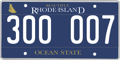 RI license plate 300007