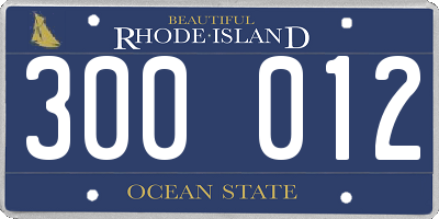 RI license plate 300012