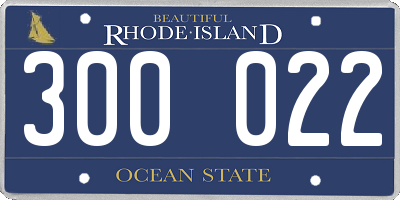 RI license plate 300022