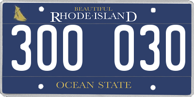 RI license plate 300030