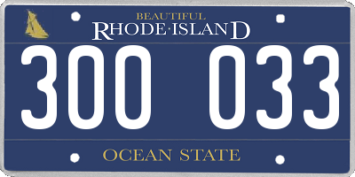 RI license plate 300033
