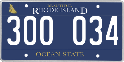 RI license plate 300034