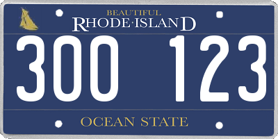 RI license plate 300123