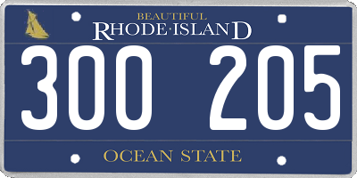 RI license plate 300205