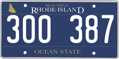RI license plate 300387