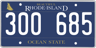 RI license plate 300685