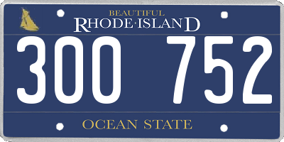 RI license plate 300752