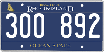 RI license plate 300892
