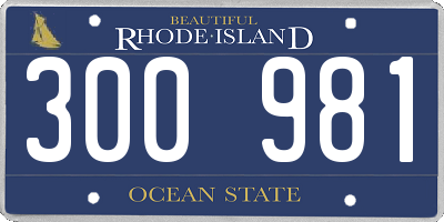 RI license plate 300981