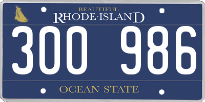 RI license plate 300986