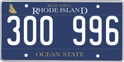 RI license plate 300996
