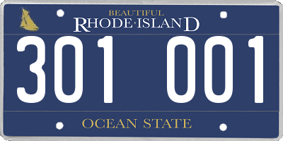 RI license plate 301001