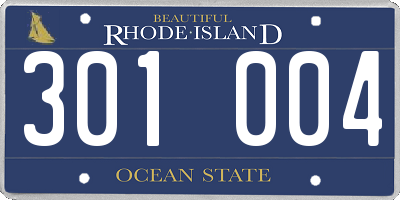 RI license plate 301004