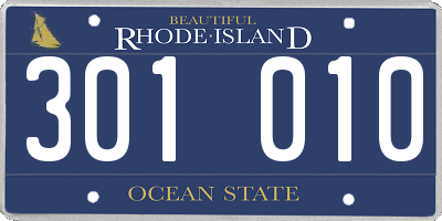 RI license plate 301010