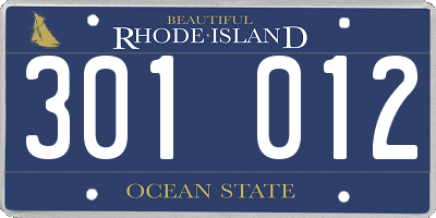 RI license plate 301012