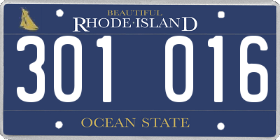 RI license plate 301016