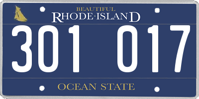 RI license plate 301017