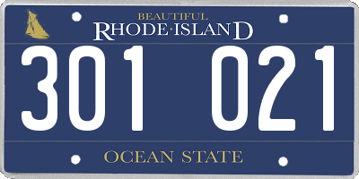 RI license plate 301021