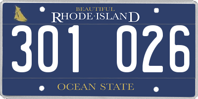RI license plate 301026