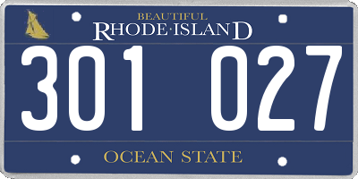 RI license plate 301027