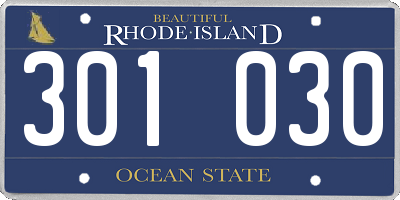 RI license plate 301030