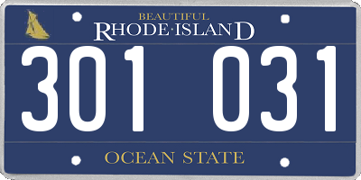 RI license plate 301031