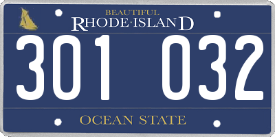 RI license plate 301032