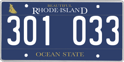 RI license plate 301033