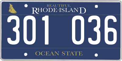 RI license plate 301036