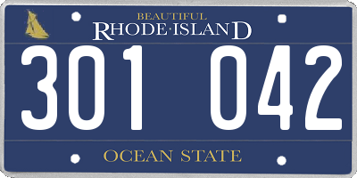 RI license plate 301042