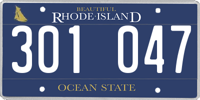 RI license plate 301047