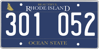 RI license plate 301052