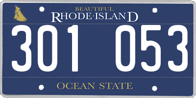 RI license plate 301053