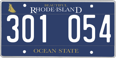 RI license plate 301054