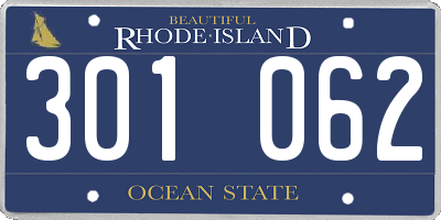RI license plate 301062