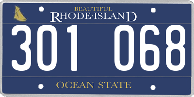 RI license plate 301068