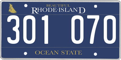 RI license plate 301070