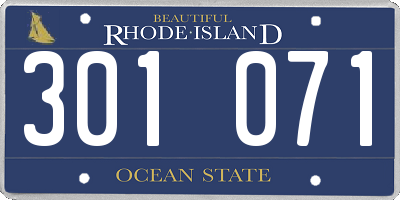 RI license plate 301071