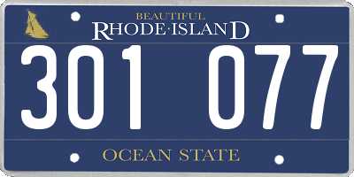 RI license plate 301077
