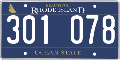RI license plate 301078