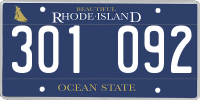 RI license plate 301092