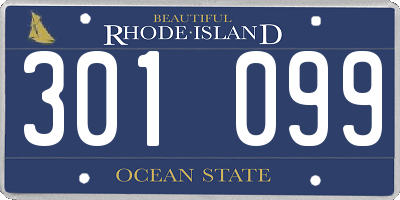 RI license plate 301099