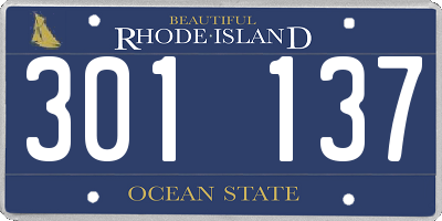 RI license plate 301137