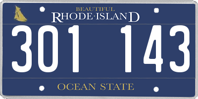 RI license plate 301143