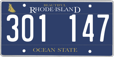 RI license plate 301147